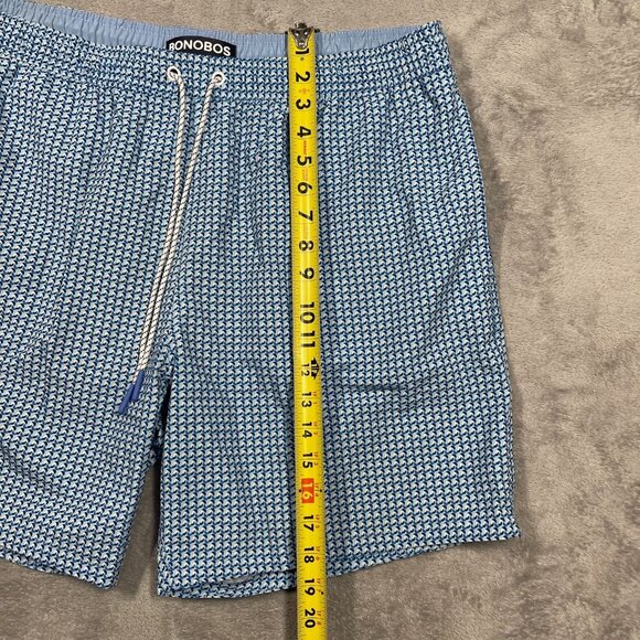 Bonobos Mens Quick-Dry Swim Shorts XL Blue Geometric Pattern - Picture 2 of 7